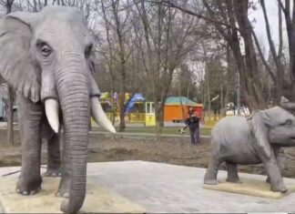 В Ростовском зоопарке установили скульптуры слонов