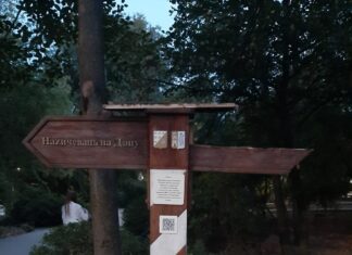 В парке Вити Черевичкина вандалы повредили знак-указатель знак-указатель в парк Вити Черевичкина повредили вандалы // фото: Георгий Багдыков