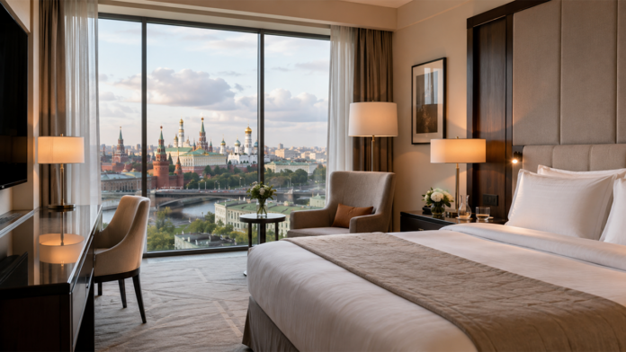 hotel-moscow Номер в отеле в Москве //Фото сгенерировано ИИ Кандинсикй